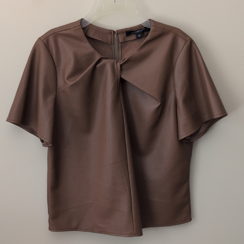 Marc New York Faux Leather Brown Women's Top - Small